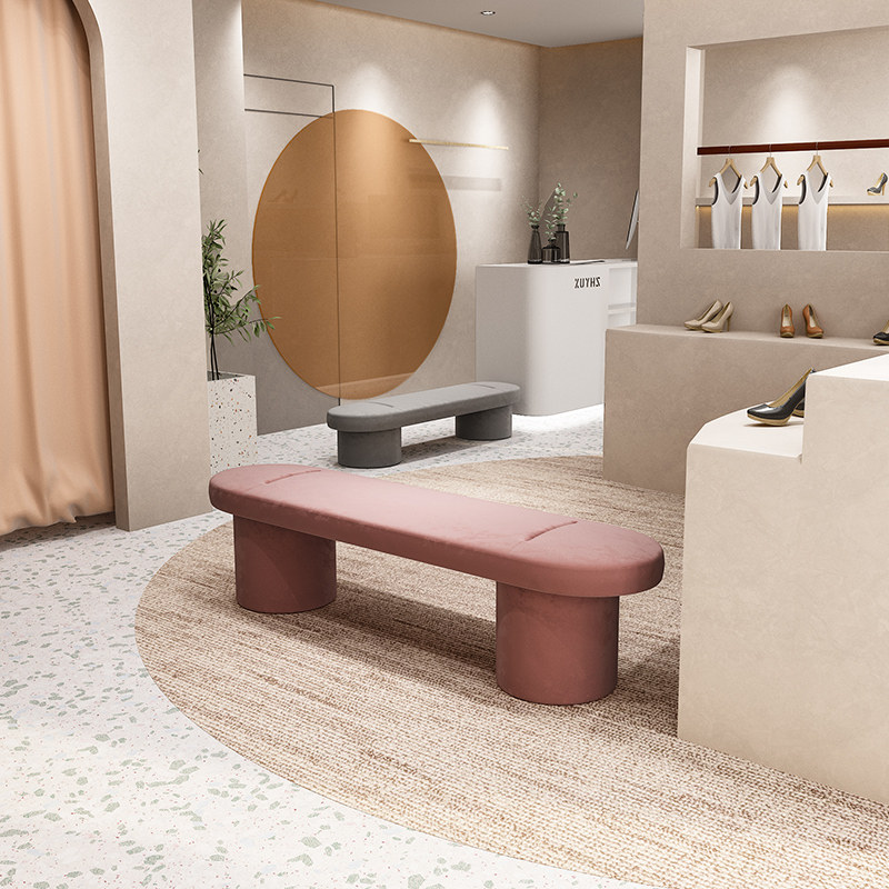 Shoe shop benches clothing store cloakroom sofa stool door straight row changing shoe stool fitting room soft bag rest stool