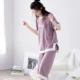 Bộ đồ ngủ của phụ nữ Jing Yun mùa hè ngắn tay giản dị phục vụ nhà cotton có thể mặc bên ngoài bộ đồ ngủ nhà hai mảnh quần áo nữ mùa hè kiểu đồ bộ may vải thun bông