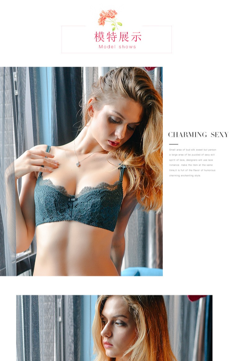 Cô gái xinh đẹp Nhà mùa đông Sexy Ren mỏng Đồ lót thu thập thoải mái Half Cup Bra Có thể tháo rời dây đeo vai Bra áo lót ko gọng