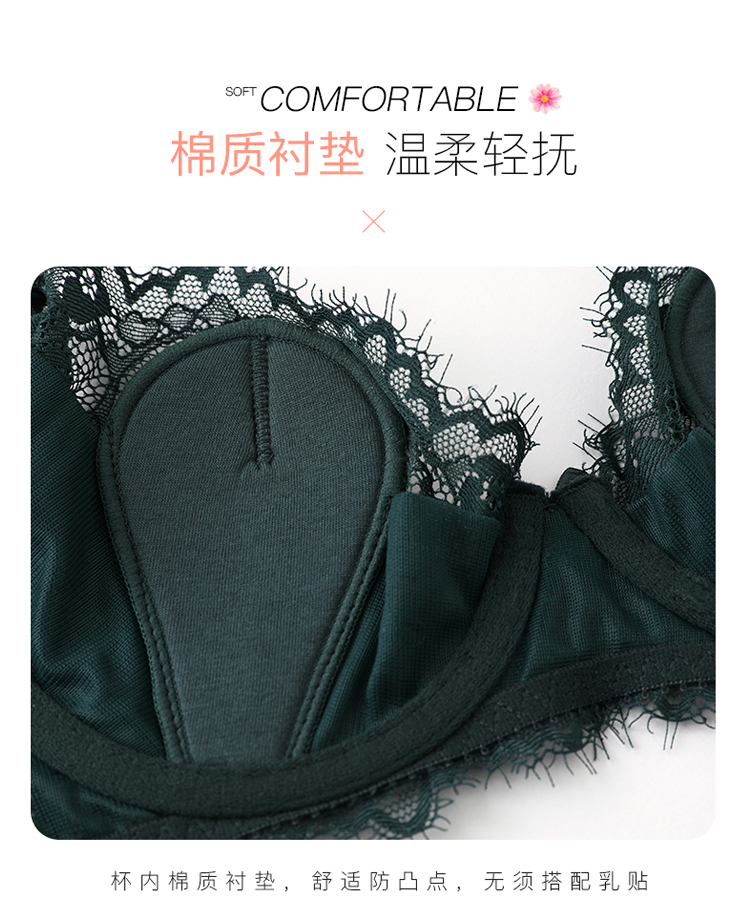 Cô gái xinh đẹp Nhà mùa đông Siêu mỏng Cup Cotton Pad Đồ lót Áo lót ren Lông mi Bộ sưu tập bên trong mờ Kích thước lớn Bra nội y đẹp