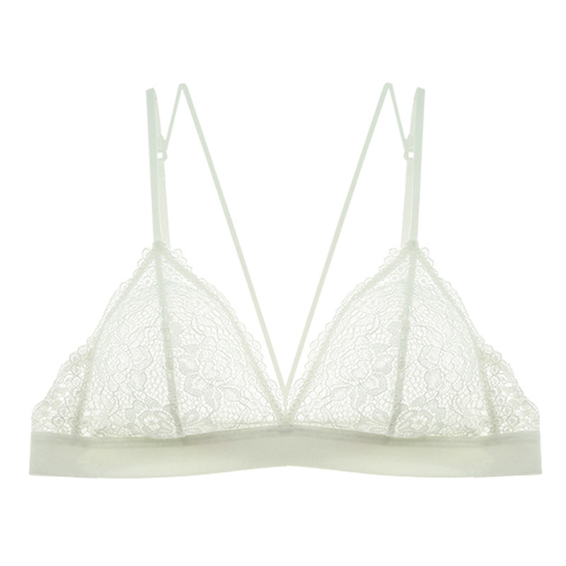Girl beauty house sexy lace no steel ring no sponge bra ultra-thin transparent strap black vibrato net red underwear