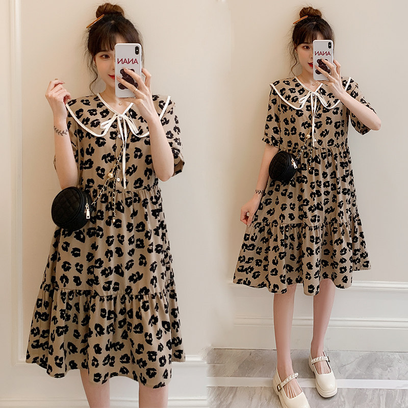 Pregnant women summer dress short sleeve shattered flower dress 2023 new fashion loose shade and high - feel hot mom dress