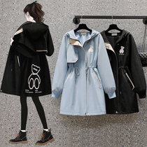 Pregnant womens spring clothes cardio-style sweatshirt with hat blouses Korean version loose fashion Chauma big code Spring and autumn style jacket in the middle of a long section