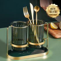  Light luxury chopsticks tube Household kitchen chopsticks spoon chopsticks rack Tableware storage box Drain chopsticks tube chopsticks bucket chopsticks cage