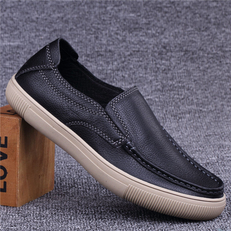 Foreign trade leather men's shoes breathable casual leather shoes men's toe layer cowhide soft bottom soft bottom daily casual men's leather shoes