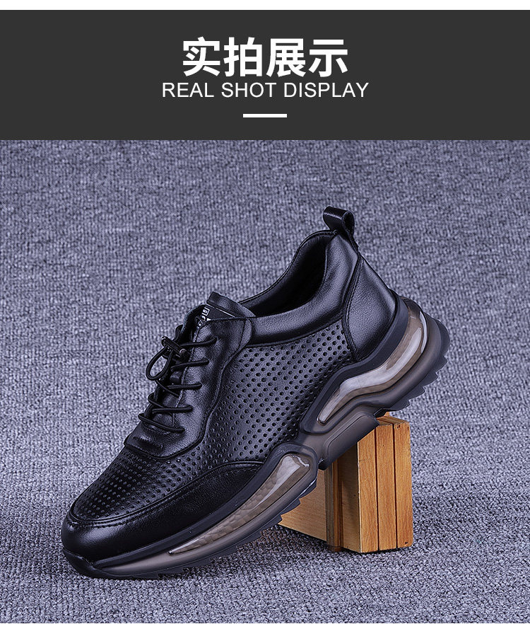 外贸夏季男鞋镂空透气休闲鞋男2022新款运动皮鞋男打孔真皮男凉鞋详情11