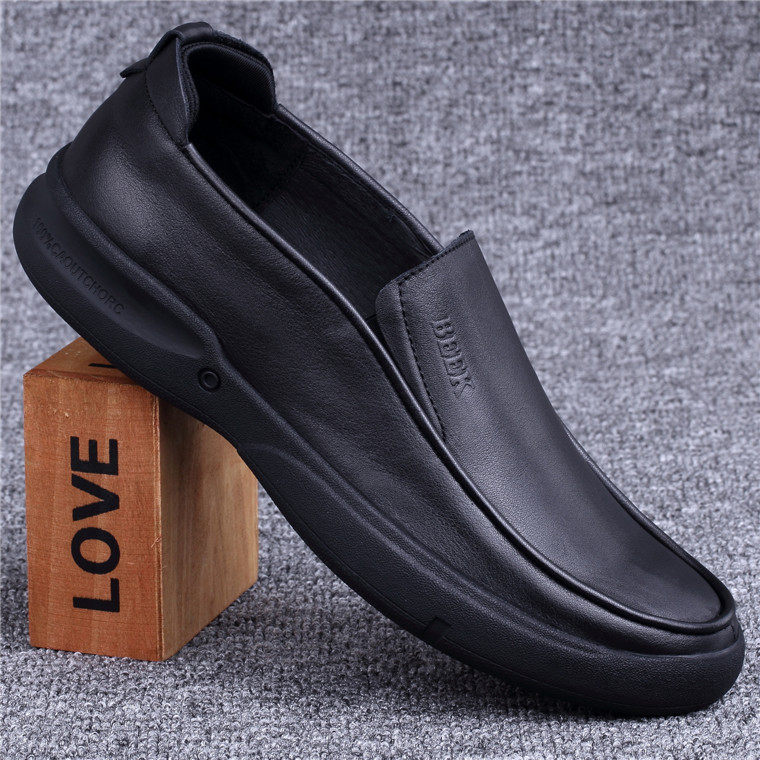 Foreign trade men's shoes genuine leather business casual leather shoes men's thick bottom soft bottom top layer cowhide set feet round toe low top men's leather shoes