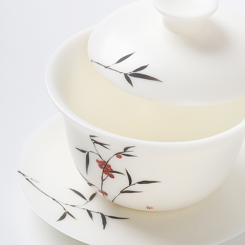 Mud seal tea set home sitting room of I and contracted kung fu tea six dehua white porcelain hand - made kunfu tea