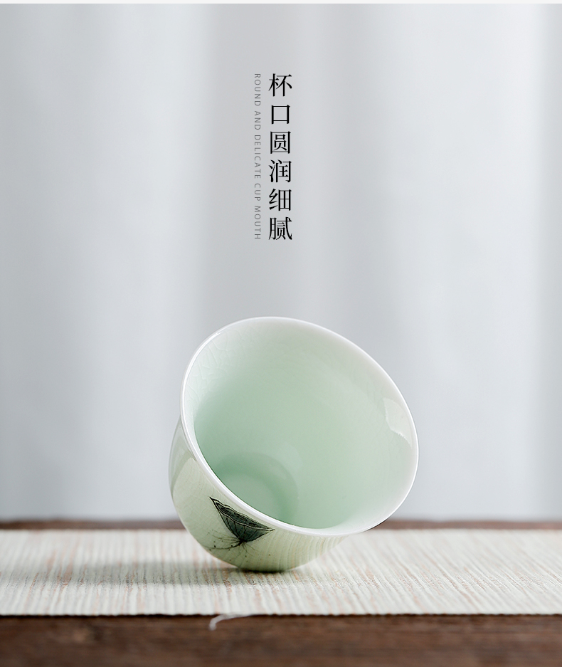 Kung fu mud seal single home office small lotus cup green glaze ceramic cups master cup single CPU personal cup