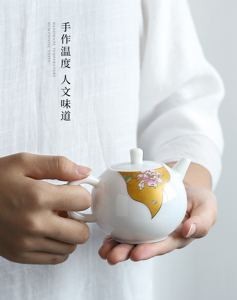 Mud seal dehua white porcelain tea set suit I and contracted household small sets of Chinese kung fu tea cups white ceramic teapot