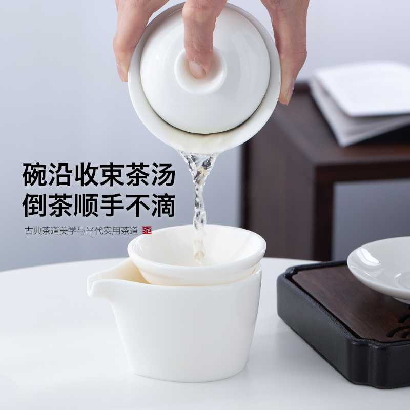 Jade porcelain collection level of household hand grasp three just tureen tea bowl large dehua white porcelain kung fu tea cup by hand