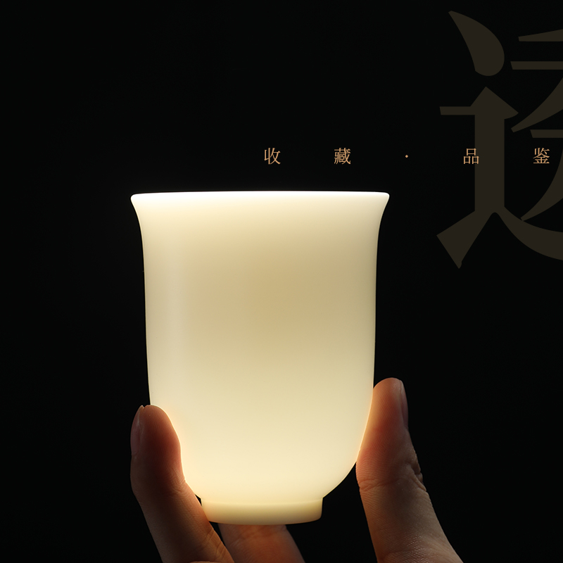 Dehua white porcelain clay seal sample tea cup master cup single cup large bowl suet jade porcelain kung fu tea tea set