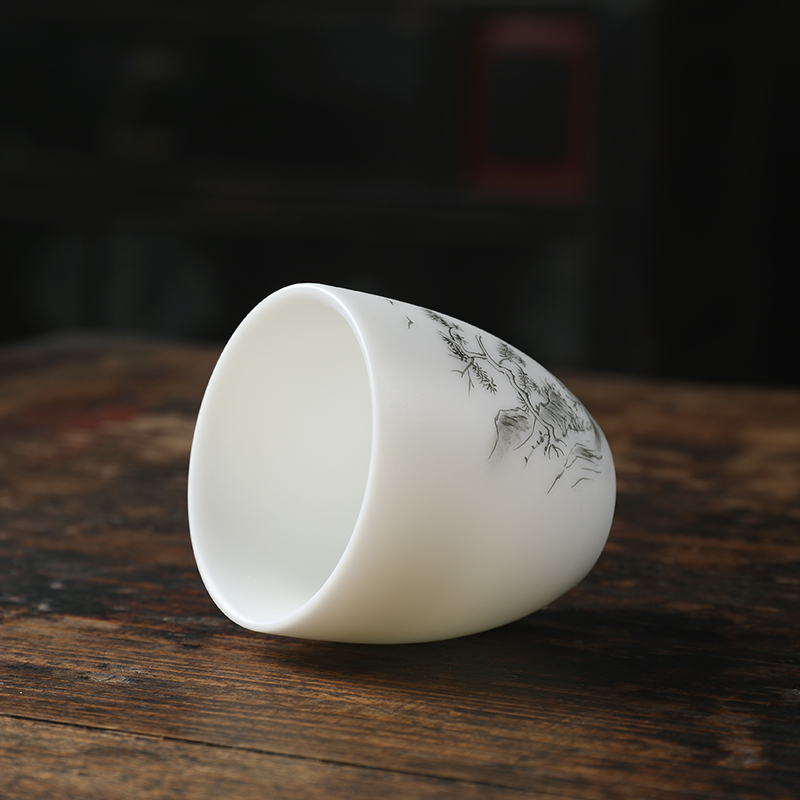 Mud seal hand - made ceramic kung fu master sample tea cup cup suit household dehua white porcelain cups custom lettering single CPU