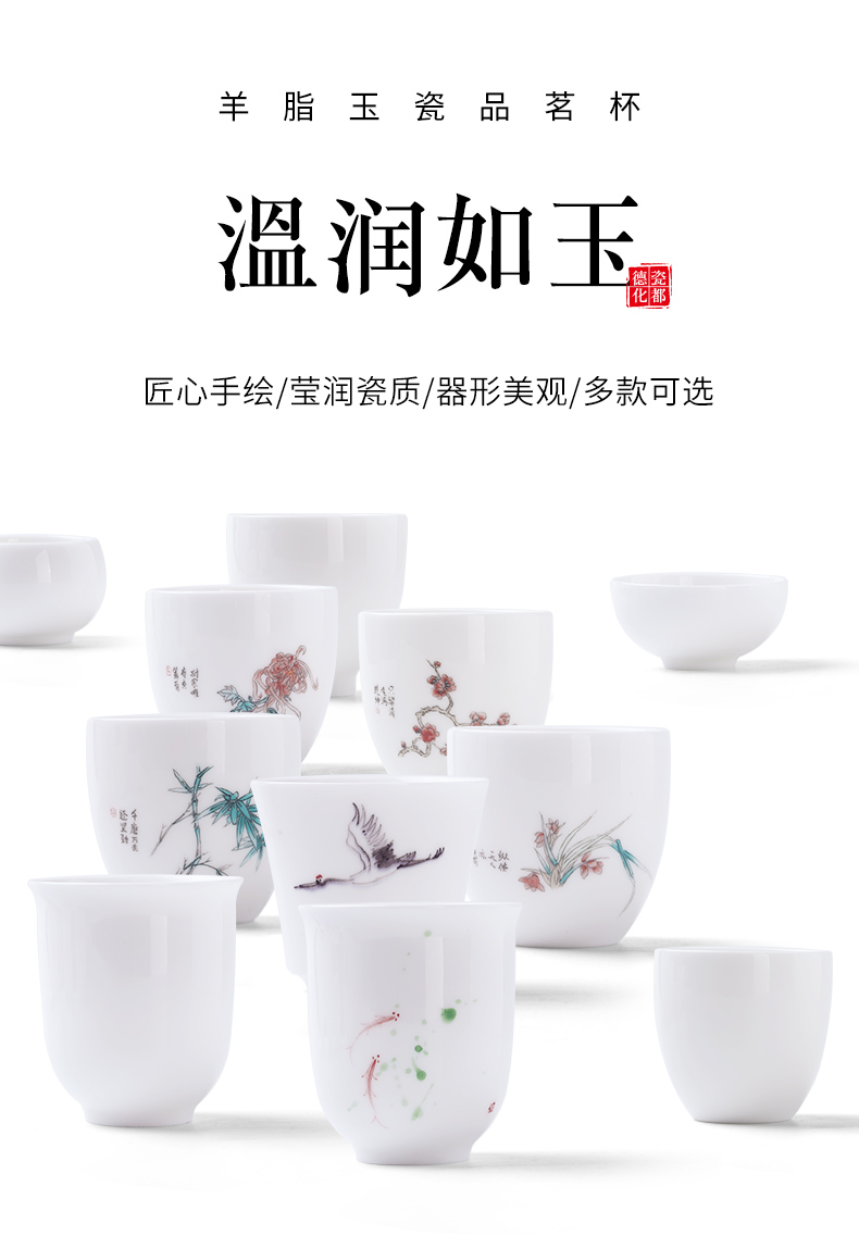 Mud seal master cup men 's singles a ceramic household small single only kung fu tea cups white porcelain sample tea cup and cup tea set size