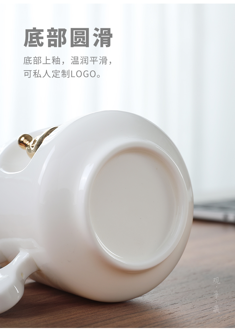 Dehua white porcelain large capacity domestic ceramic tea cups with cover office and meeting the personal creative tea cup