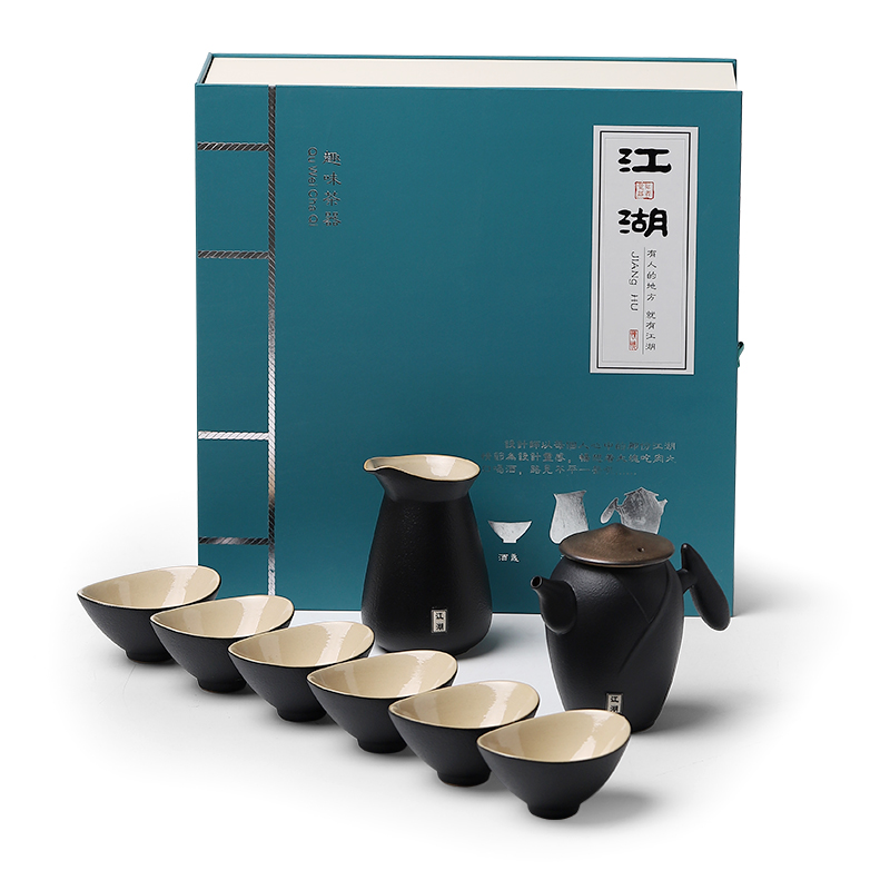 Mud seal tea set suit small household contracted kung fu tea set ceramic cups creative teapot Japanese custom