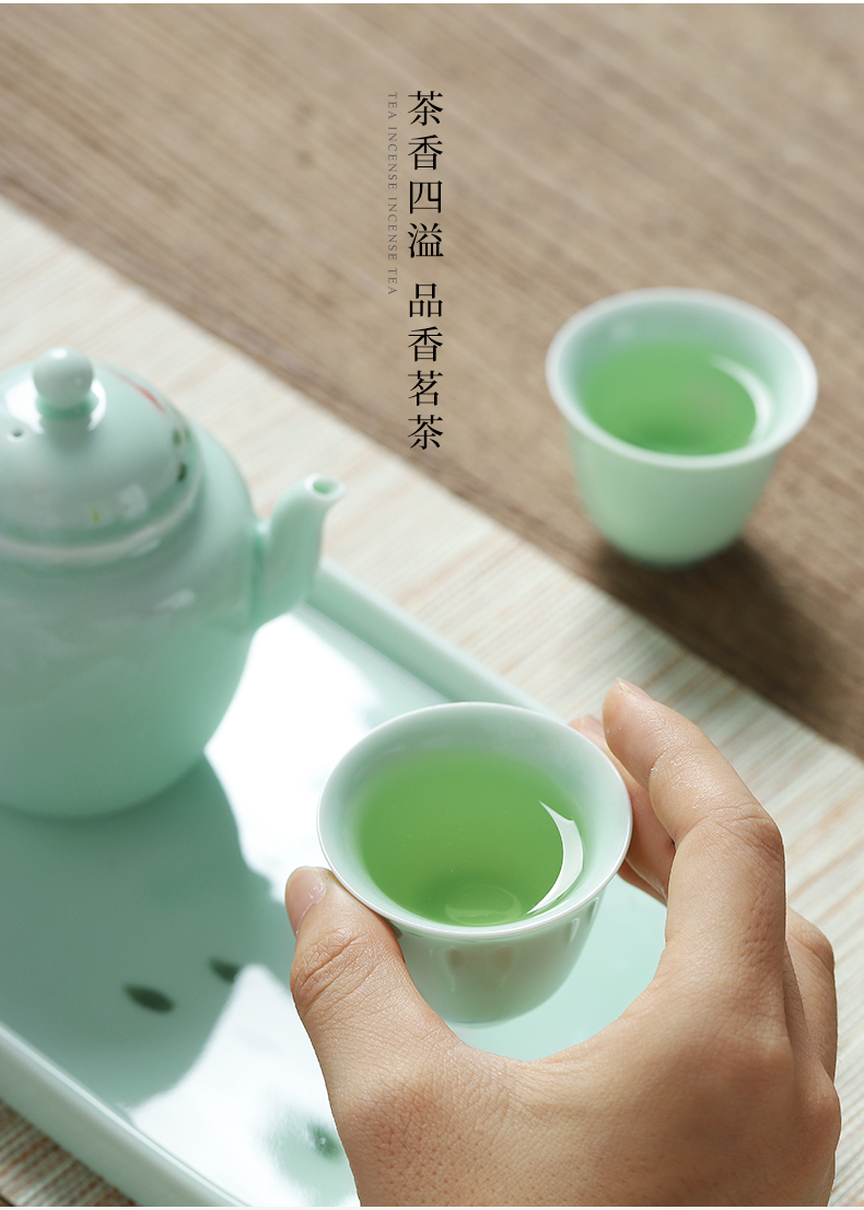 Mud seal celadon kung fu tea set simple hand - made travel all - in portable blister tray caddy fixings ceramic teapot