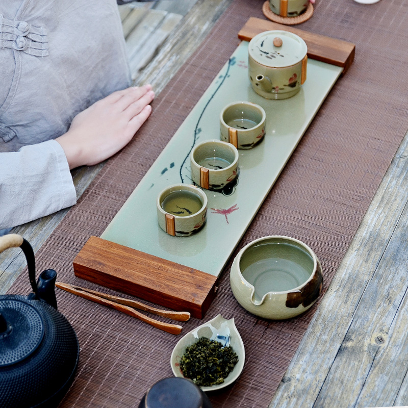 Hand draw the 5 fold up production 】 【 ice cracked piece of pottery and porcelain kung fu tea cups to wash to writing brush washer tea accessories tea to wash