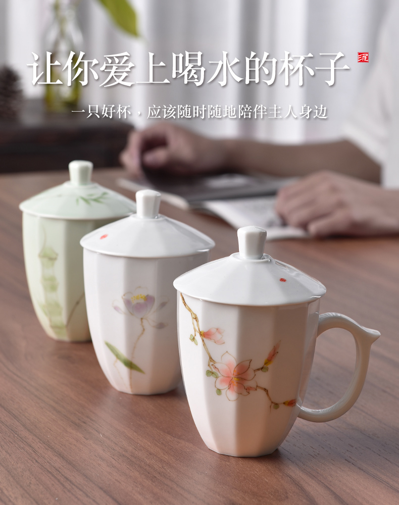 Mud seal large - capacity glass household creative mark cup with cover hand - made ceramic cup ultimately responds cup office meeting