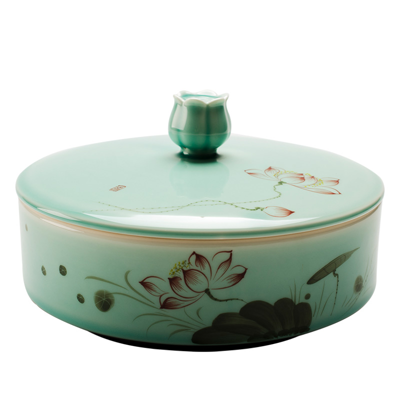 Mud seal hand - made ceramic tea pot of longquan celadon wake receives tieguanyin sealed jar of puer tea cake storage tanks