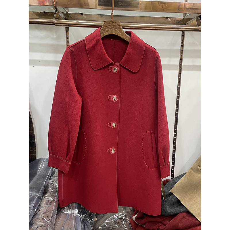 Malatina Mt62 Genuine Mid-Length Solid Color Double-Sided Wool Cashmere Coat for Middle-Aged and Elderly Mothers Malatina Mt62 Genuine Mid-Length Solid Color Double-Sided Wool Cashmere Coat for Middle-Aged and Elderly Mothers