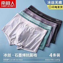 Nanjiren Ice Silk Underwear Mens Summer Breathable Thin Boys Boxer Pants Loose Sports Large Size Boxer Shorts
