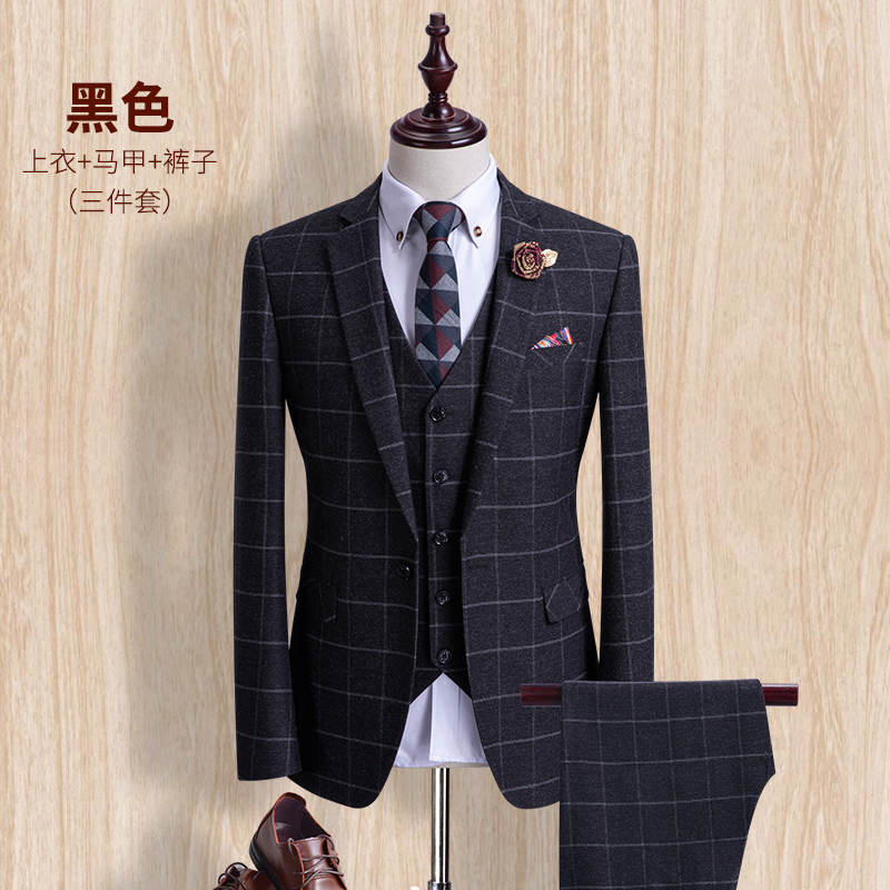 Suit phù hợp với những người đàn ông Hàn Quốc phiên bản của bộ đồ chú rể chiếc váy cưới được trang bị một ba mảnh phong cách Anh cơ thể con trai vào mùa xuân và mùa hè