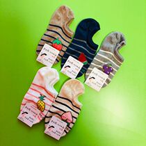 (Shop socks 6 pairs) South Korea Dongdaemun fruit series Cotton Sweat absorption socks boat Socks invisible socks