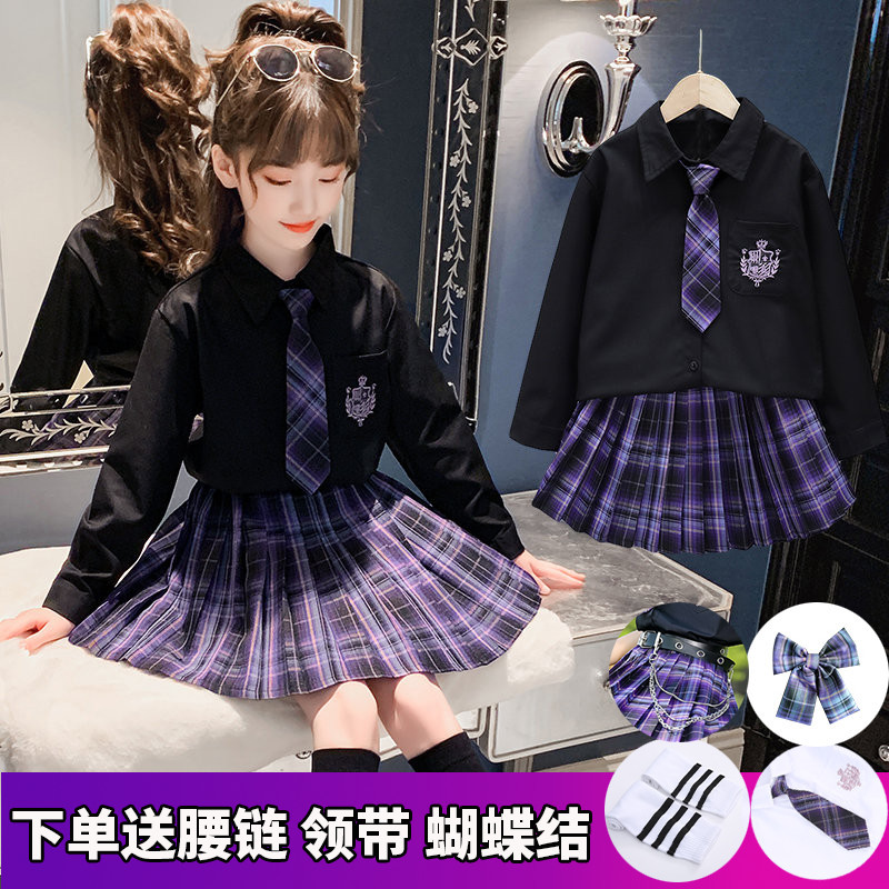 Original Authentic E-Sports Girl Jk Uniform Plaid Skirt Set, Dark Japanese Style Versatile Academy Style Long-Sleeve Trendy Outfit for Girls