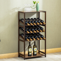 European red wine shelf bar floor wine cabinet Plaid wine solid wood storage display rack wine cup holder