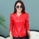 Miedaiia / Mideni Mùa xuân và mùa thu Hained Leather Women Short Hàn Quốc Kích thước lớn Áo khoác da nữ nhỏ Xu hướng áo khoác - Quần áo da