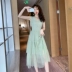 2019 mới váy tiên eo eo khí chất trứng khôn váy Pháp váy trung tính trên đầu gối váy xanh matcha - Sản phẩm HOT Sản phẩm HOT