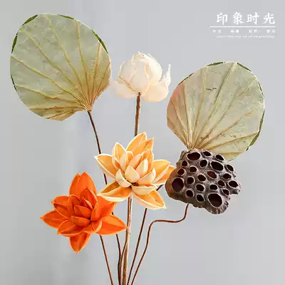 Dry Flower Bouquet decoration cotton lotus flower Zen Chinese style air-dried natural flower arrangement living room decoration pine cone Lotus