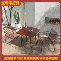 Outdoor courtyard small table waterproof sunscreen open-air balcony table and chair combination net red milk tea shop outdoor dining table