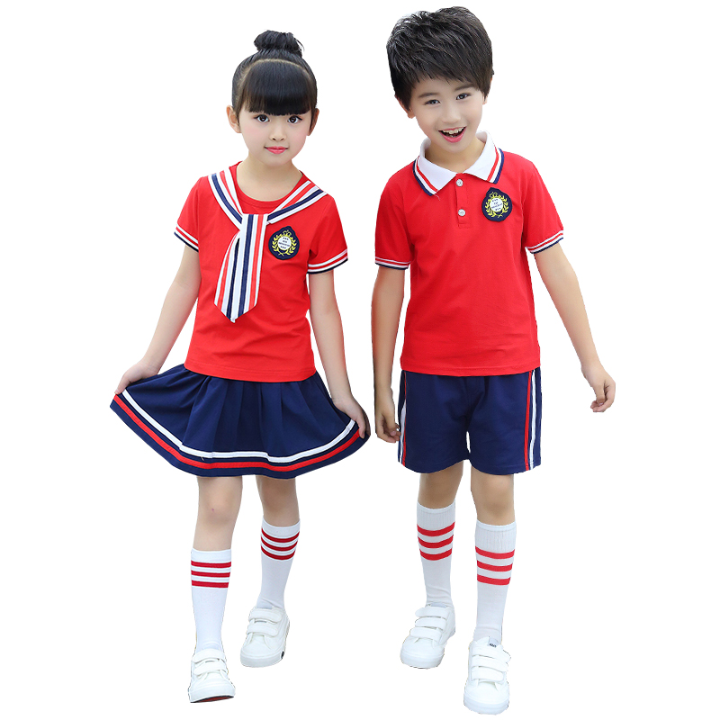 Trường Mầm non Vườn Summer Uniform Symset Set 2018 Summer ngắn Sleeve Trường tiểu học Học sinh Thực Đồng phục Performance