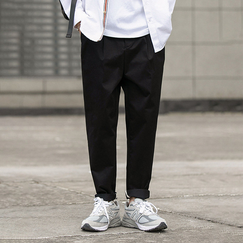 Casual pants men's Korean version of the trend summer boys 2021 new long pants men's fashion loose all-match nine-point pants men