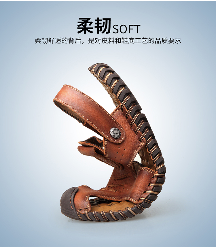 Giày nam cổ cao sandal nam da mũi xu hướng giày đi biển đế mềm, đế mềm chống trượt 2018 hè mới dép sandal nam hàng hiệu