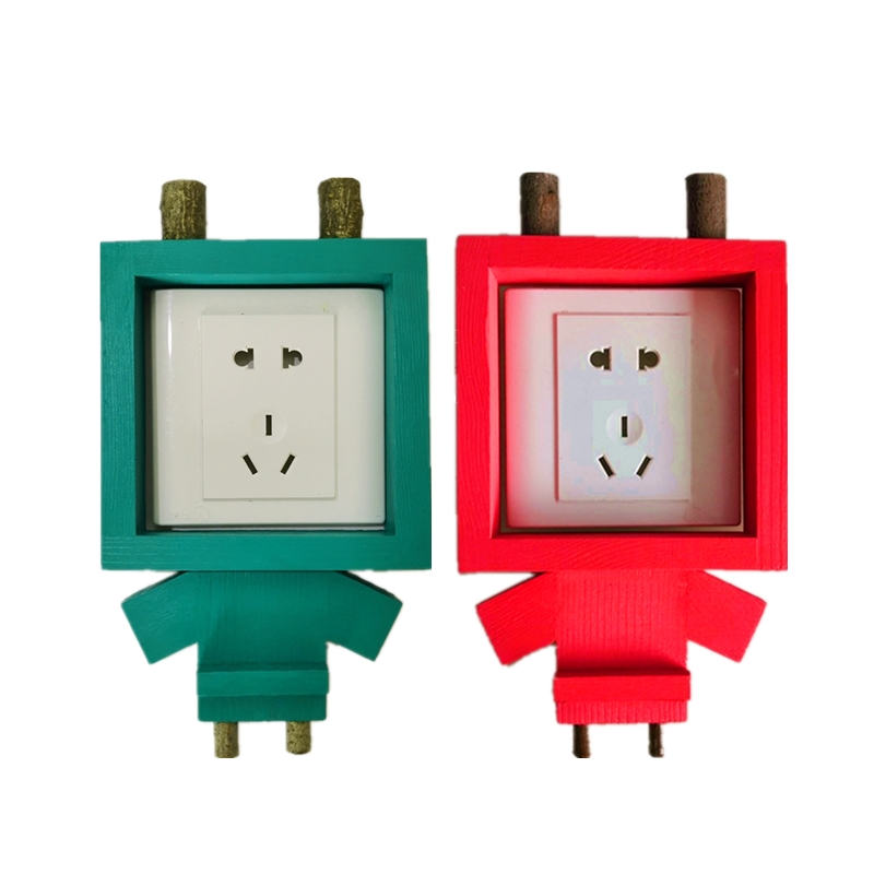 Cute Cartoon Switch Cover Children Room Decoration Patch Socket Protection Frame Solid Wood Solid Cute light lavish power patch decoration