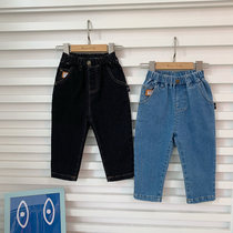 Sense Chen Chen Ma boy autumn and winter plus velvet jeans baby fleece curling edge Western Gas volcanic rock Joker jeans