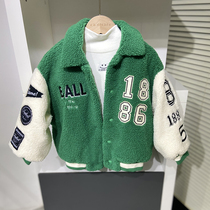 Feelings Chen Chen Ma childrens clothing Lamb hair Childrens coat 2021 autumn and winter Korean version of Joker leisure loose baseball clothing tide