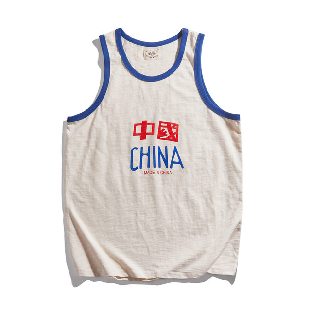 ແນວໂນ້ມແຫ່ງຊາດ retro cotton 80's nostalgic fun niche 90's personalized Chinese style men and women's summer sweat vest