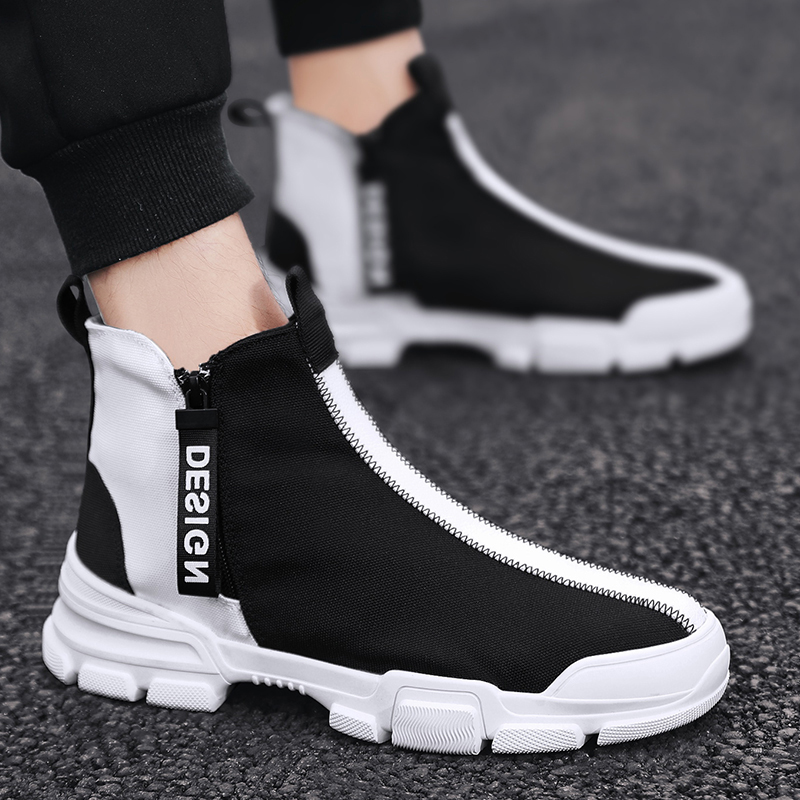 2022 new summer breathable high cylinder men's shoes Han version trendy 100 hitch sports casual Martin boots male socks wave shoes