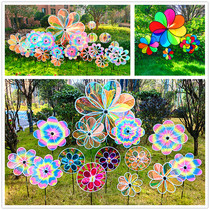 Colorful transparent reflective windmill outdoor decoration kindergarten real estate open-air rainproof scenic spot sequined windmill toy