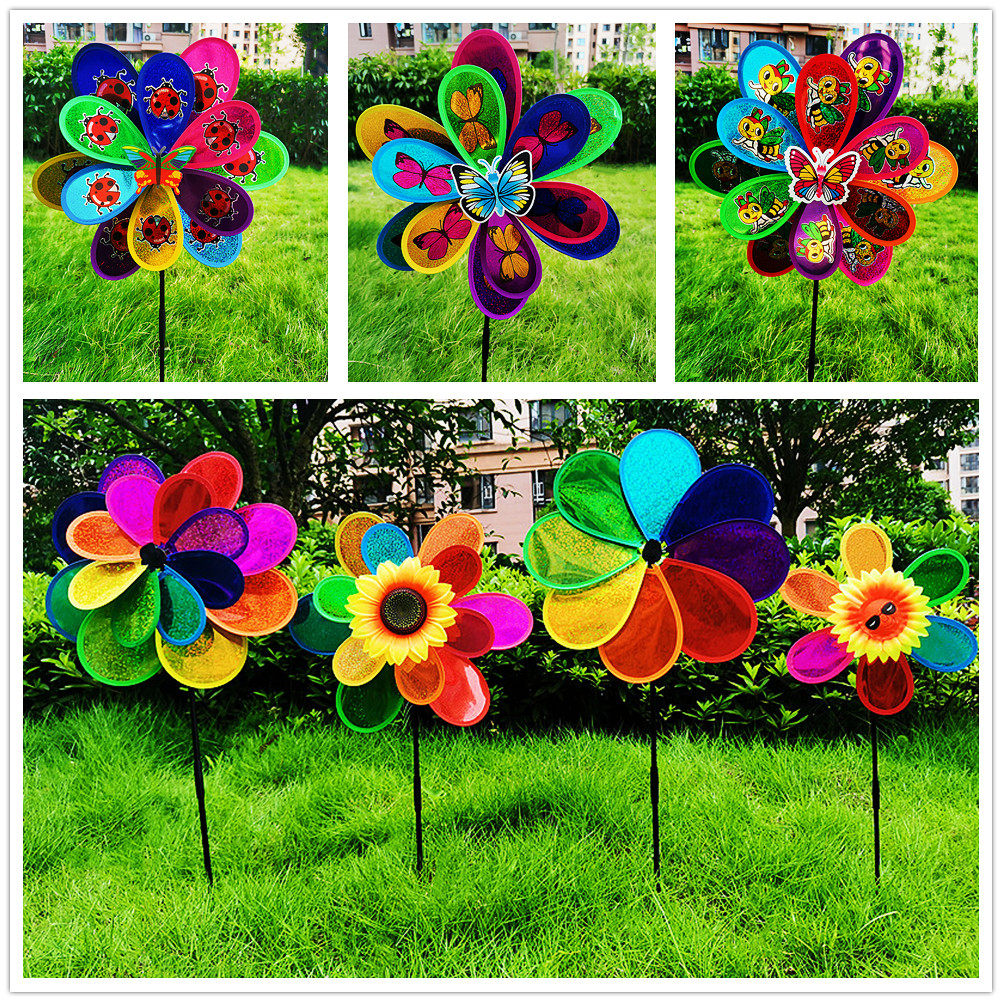 Cartoon Bright Sheet Octacolourful Eight-leaf Windmill Building Pan Scenic Area Decoration Kindergarten Children's Games Entrance Dance Props