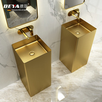 Stainless steel column style light lavish gold bar Wash Basin Hotel Integrated Floor column basin washout terrace basin