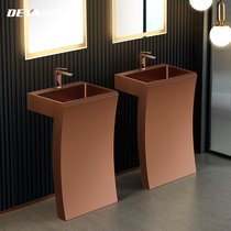 Stainless Steel rose gold light luxury column wash basin bar hotel wash basin 7-shaped art one column Basin