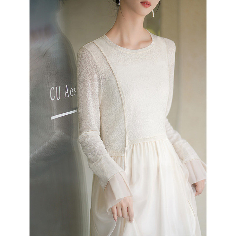 Chuchan new Chinese style national style original women's clothing 2022 autumn and winter new loose texture mesh stitching dress