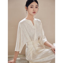 The first cicadas throng qipao womens new Chinese style Spring style Chinese style zen tea suit acetate satin finish dress