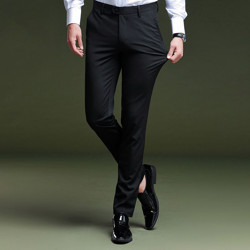 Trousers Men's business formal pants Drape casual suit pants Straight trousers Summer high-end tide brand stretch tide