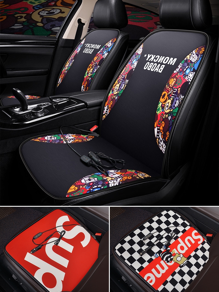Cartoon car heating cushion winter car electric heating seat universal 12V24V car fashion cute modification